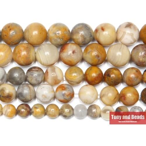 Natural Stone Crazy Agates Round Gem Beads 15" Strand 4 6 8 10 12MM Pick Size For Jewelry Making