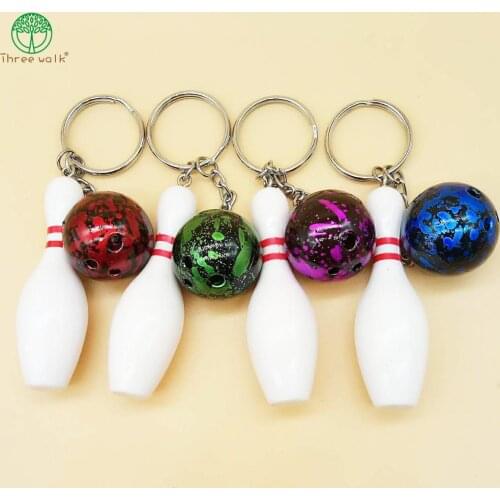 Design Cool Luxury sports Keychains Key Chain Car Key Ring Bowling chain color pendant For Man Women Gift wholesale