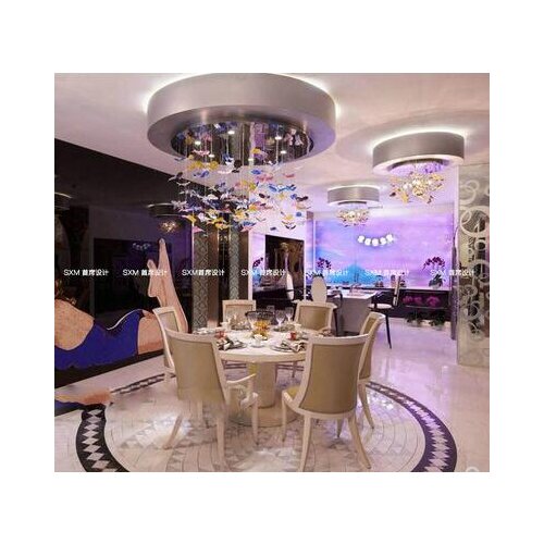 Butterfly lamp glass engineering lamp bedroom living room sales offices personality Nordic color Butterfly lamps ceiling creativ