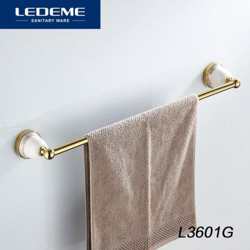 LEDEME Towel Bar Rustproof Bathroom Storage Organizer Hanger Bathroom Hardware Contemporary Style Gold Plated Towel Bars L3601G