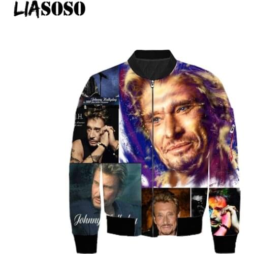 LIASOSO 2021 Rock Hip Hop Flight Jacket Johnny Hallyday 3D Print Mens Windbreaker Fashion Womens Streetwear Sweatshirt Tops