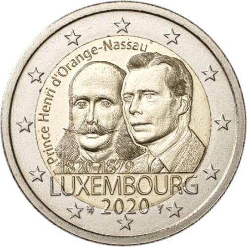Luxembourg 200th Anniversary Birth Prince Henry in 2020 2 Euros Real Original Coins True Euro Collection Coin Unc