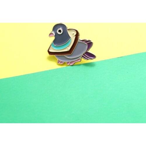 Cute Bird Bread Metal Enamel Pins Wheat Delicious Slice Collar Fun Cartoon Animal Badge Lapel Pin Brooch Jewelry Gift To Friends