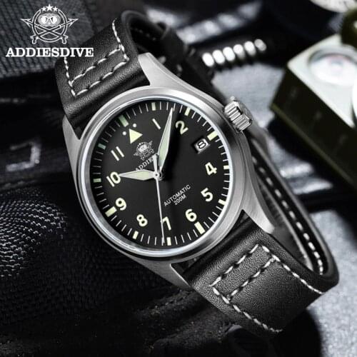Mens watch Sapphire lens Genuine Leather diving watch C3 luminous 500m Water Resistant Sport Automatic Mechanical Watch