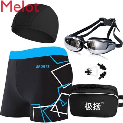 Sports Swimming Trunks Mens Quick-Drying Boxer Anti-Embarrassment Loose Seaside Wide-Brimmed Printed Fashion Swimming Equipment