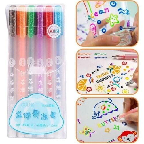 3D Jelly Pen Set Metallic Color Creative Fluorescent Pen Highlighter Pencil Candy Color Drawing Marker for Art Painting Writing