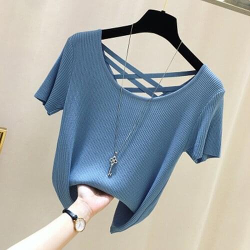 2021 New Summer KnittedOversized Pullover Women Sweater Shirt Female All-match Basic ShortSleeve Spring Tops jersey mujer