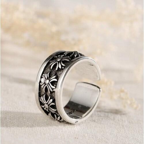 New 2021 Domineering Fashion Trendy Vintage Cross Rings for Women Men Gothic Punk Hip Hop Luxury Jewelry Halloween Party Gifts
