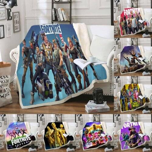 NEW Fortnite 3D Printed Fleece Blanket for Beds Hiking Picnic Thick Quilt Bedspread Throw Blanket