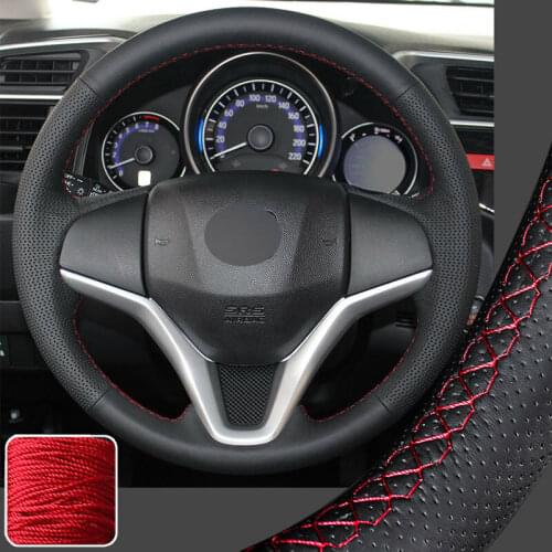 DIY Steering Wheel Cover Stitch Wrap For Honda Fit Jazz 2015-2019 HR-V HRV 16-19 Super Soft Non-slip Durable Car Interior