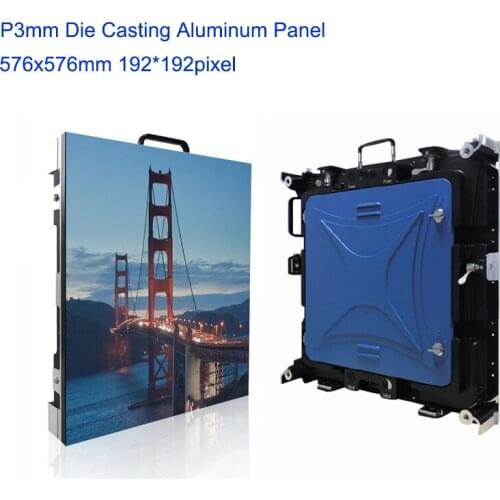 P3mm 576x576mm Led Display Screen Panel Indoor Die Casting Aluminum Cabinet 192x192dots rental led video wall Panel billboard