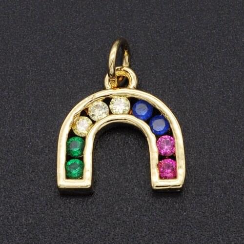 13x13mm 100% CZ Zircon DIY Jewelry Rainbow Charm Pendant Wholesale Jewellwery Finding Supplies Jewellery Accessories