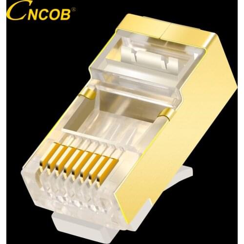 CNCOB Cat6 FTP gold-plated shielded cable connector RJ-45 modular Ethernet connector network crystal head 8P8C rj45 connector