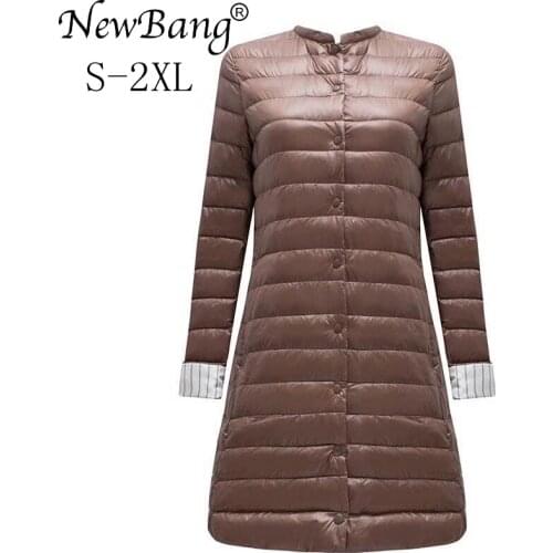 NewBang Ultra Light Down Jacket Women Portable Female Jacket Winter Long Feather Slim Parkas Stand Collar Womens Down Jackets