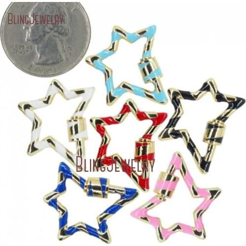 Rainbow Enamel Star Lock Screw Clasp Lock Carabiner Enamel Lock FC30403