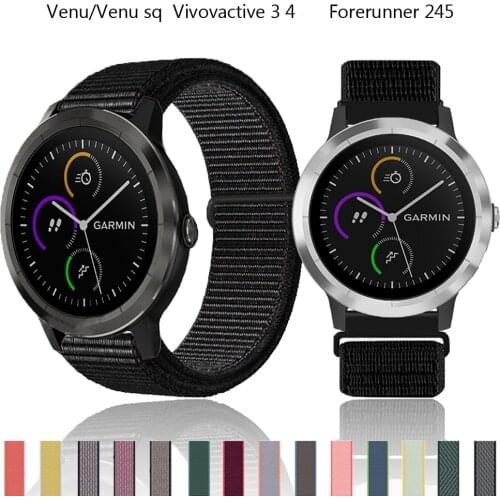 Strap for vivoactive 3 4 venu sq Nylon Loop Replacement Wristband for Garmin Forerunner 245/645 Venu Adjustable Bracelet belt