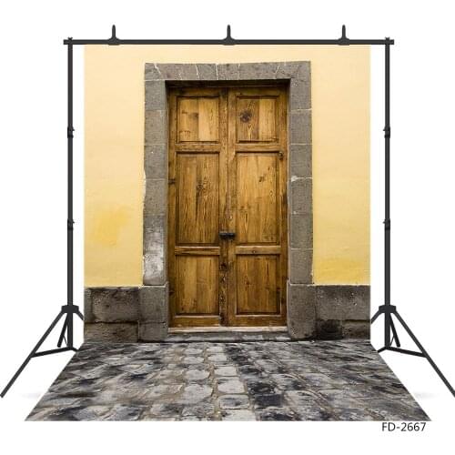 Retro Wooden Door Brick Floor Photographic Backgrounds Vinyl Cloth Backdrop Photo Studio for Child Baby Portrait Photocall Props