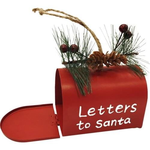 Christmas Ornaments Metal Mailbox DIY Craft Xmas Tree Pendant Candy Box Christmas Decoration Gift For Home Festival Supplies