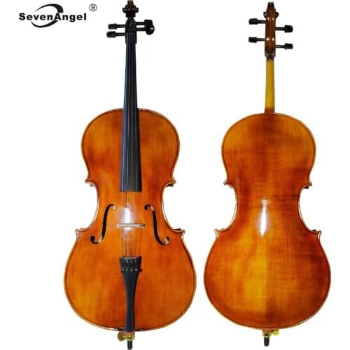 SevenAngel Handcraft Oil Varnish Antique Cello 4/4 Natural Flamed Grade AAA Spruce Panel ViolonCello Musical Instruments