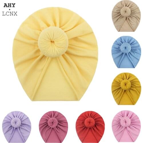 2021 Baby Accessories For Newborn Toddler Kids Baby Girl Boy Turban Cotton Beanie Hat Winter Cap Knot Solid Soft Hospital Caps