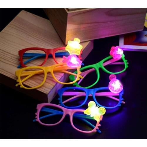 LED Luminous Flash Star Bear Butterfly Flower Love Hollow Glasses Disco Dancing Christmas Party For Children Gift Toy