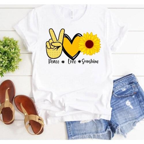 Loose Cartoon Flower Short Sleeved T-shirts for Women Tees New 2021 Korean Style Printing S-XXXL Tops Cotton T-shirt
