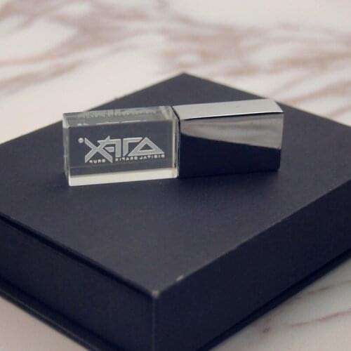 Crystal usb flash drives USB 2.0 with box memory flash stick U Disk pendrive 4GB 16GB 32GB 64GB for cool Gift photography Logo