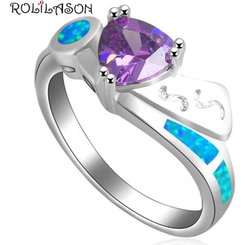 Gorgeous Ring Anniversary Gifts very Generous Blue fire Opal Silver Rings fashion jewelry USA size #6.75 #7.75 #8.75 OR532