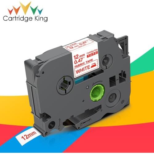 12mm Fabric Label TZFA3R TZ-FA3R Fabric Iron on Tape Red on White tzeFA3R tze-FA3R Compatible for Brother P-touch Label Maker