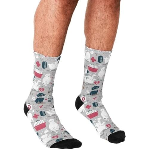 2021 Funny Mens socks Veterinary medicine pattern Printed hip hop Men Happy Socks cute boys street style Crazy Socks for men