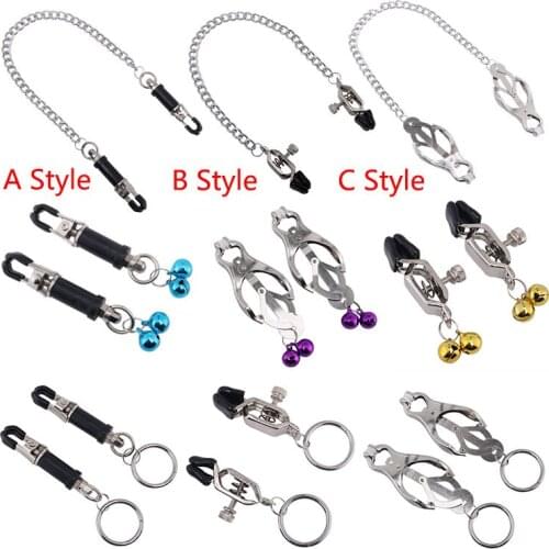 Runyu Nipple Clamps with Metal Chain Adjustable Breast Labia Clips Clit Clamp Sex Toys for Couple Flirting Toys BDSM Tools