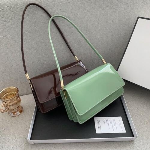 2021 Designer Double Layers Shoulder Bags For Women Bright PU Leather Underarm Bag Female Luxury Square Flap Handbags And Purses