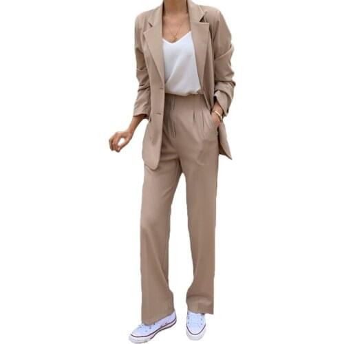 2 piece set women Suit female The new career suit female autumn long - sleeved small suit jacket trousers casual OL suit Loose