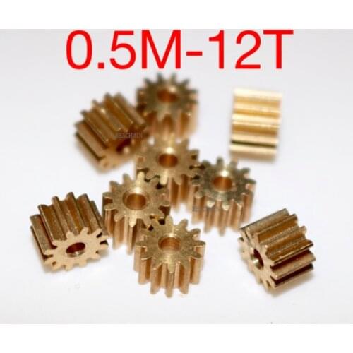10PCS/LOT 0.5M-12T Diy Small Motor Brass Gear --Outer Diameter:7mm Inner Hole:2mm