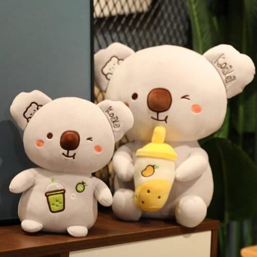 23/35cm Cute Cartoon Koala Plush Toys Kawaii Koala Bears with Bubble Cup Pillow Stuffed Soft Animal Dolls Baby Birthday Gift