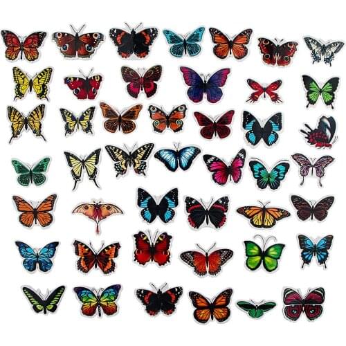 45Pcs Pack Butterfly Stickers for Laptop Skateboard Guitar Stationery Stickers DIY Fridge Car Bottle Decals Kids Toy