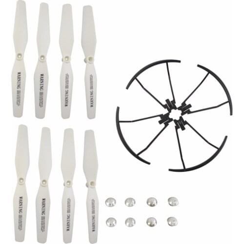 8PCS Propeller +4PCS Protective Cover for VISUO XS809 XS809S XS809W XS809HW Quadcopter Backup Parts Drone Blade Protector White