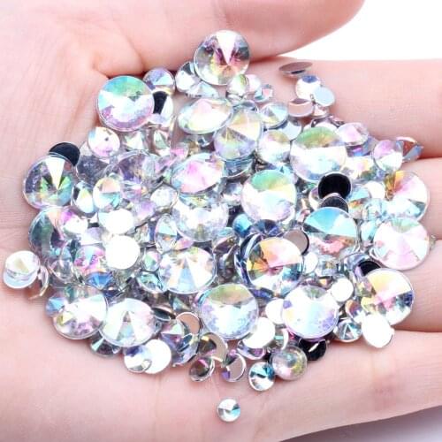 Acrylic Rhinestones Flatback Pointed 30-230pcs AB Colors Glue On Beads For Nails Art Phone Cases DIY Decorations
