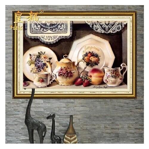 New Diamond mosaic diamond embroidery beads Retro teaport cups Tableware diamonds cross stitch painting handwork kits wall decor