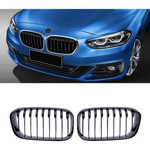 Car Kidney Replacement Front Grill For BMW F20 F21 118i 120i 125i 2015-2018 Racing Grills 1 Line Gloss Black Grills Car Styling