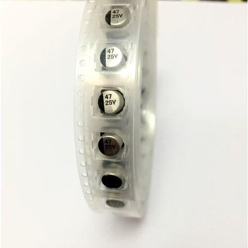 Free shipping 200pcs 25V 47UF 6x5mm 47UF 25V SMD Aluminum Electrolytic Capacitor