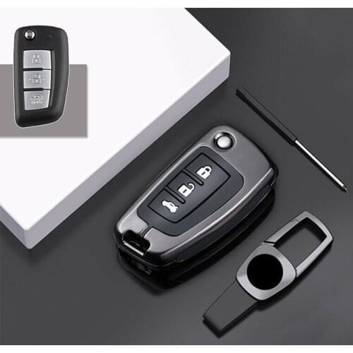 Zinc Alloy Remote Start Car Flip Key Fob Cover Case Holder Auto Accessories For Nissan Qashqai X-TRAIL Bluebird Rogue 2014-2018