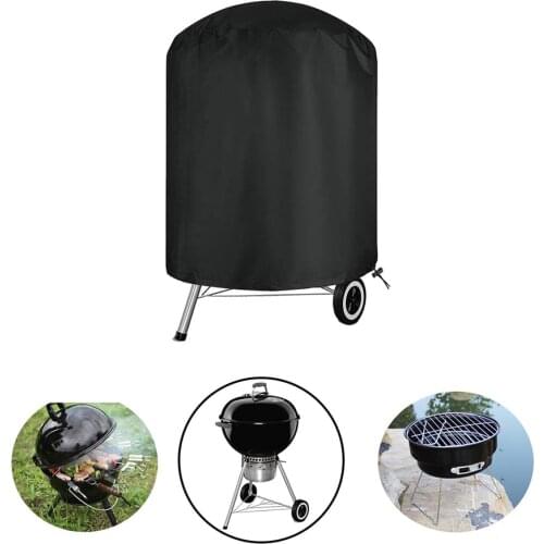 Black Waterproof BBQ Cover Round Heavy Duty BBQ Grill Cover Rain Barbacoa Anti Dust Rain Gas Charcoal Electric Barbeque