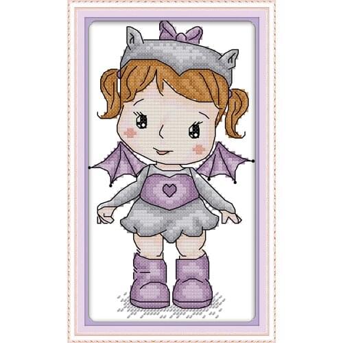 Girl 2 cross stitch kit aida 14ct 11ct count printed canvas stitches embroidery DIY handmade needlework