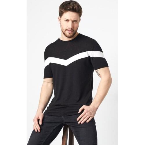 Mens Slim Fit Cotton T-shirt Black Casual Modern Fashion Party-Leisure
