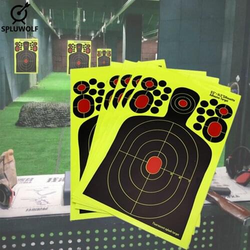 5PCS 9.5*14.5 Inch Half-Length Humanoid Hunting Shooting Target Paper Fluorescent Adhesive Splash Sticker