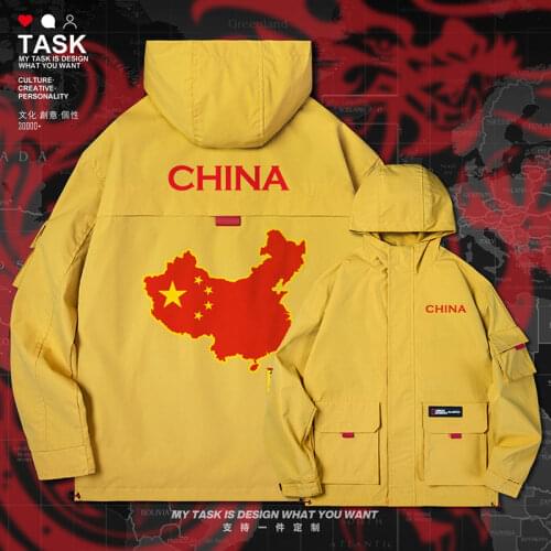 Peoples Republic of China CHN men jacket hooded map nation flag mens coat for men windbreaker jackets mens clothes autumn