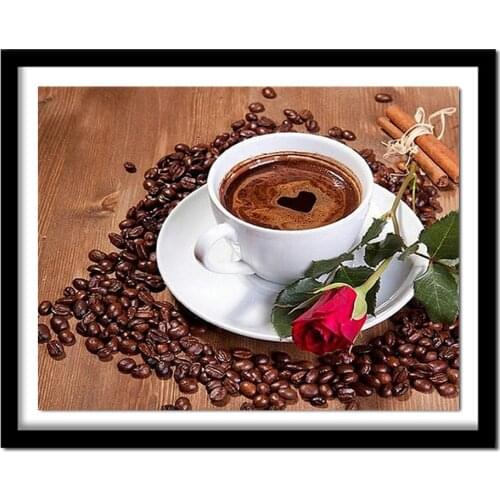 Coffee Cup Rose flower Diamond Embroidery Cross Stitch Needlework 5D DIY diamond painting full square Home Decorative