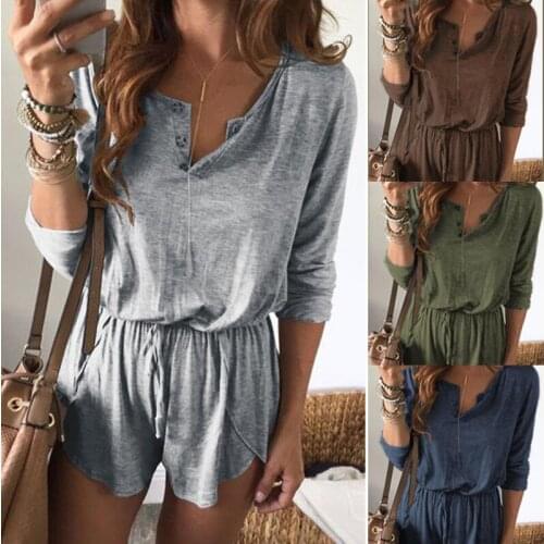 Sexy Bodysuit Women Rompers Jumpsuits Spot Selling Pure Color Long Sleeve Shorts Jumpsuits Women Jumpsuit Streetwear CKX8790