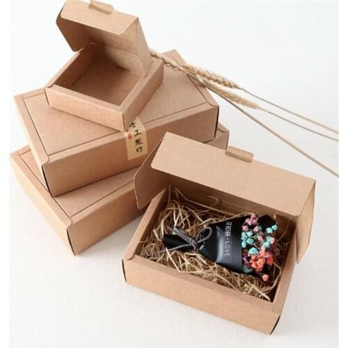 Kraft Paper Box With Cover Gift Box Brown Thick Kraft For Cookie Party Favor Box Cardboard Packaging Boxes 20pcs/lot